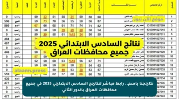 نتائجنا باسم.. رابط مباشر لنتائج السادس الابتدائي 2025 في جميع محافظات العراق بالدور الثاني